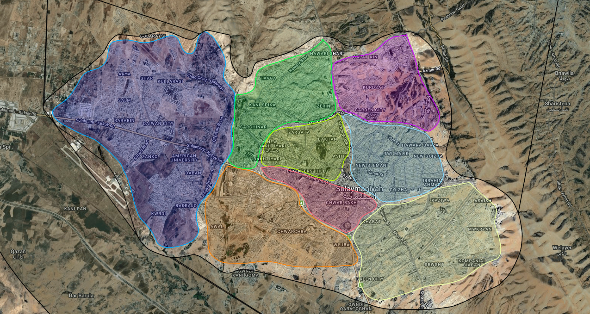 Slemani region coverage map